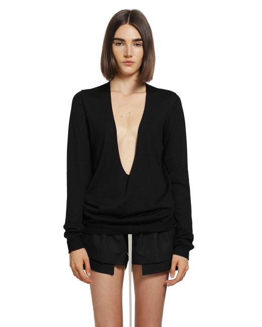 Rick Owens Black Tower Extreme V-Neck Sweater