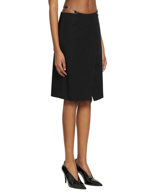 Gucci Black Wool Drill Knee Lenght Skirt