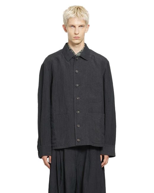 Ziggy Chen Black Spread Collar Chore Jacket for men
