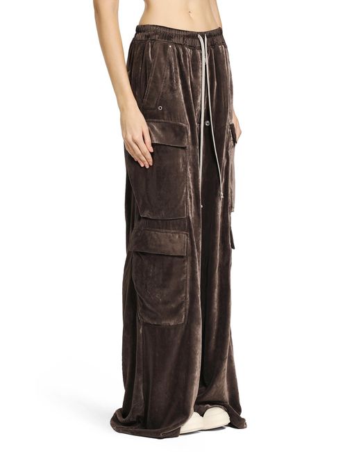 Rick Owens Brown Viscose Silk Straight Leg Trousers