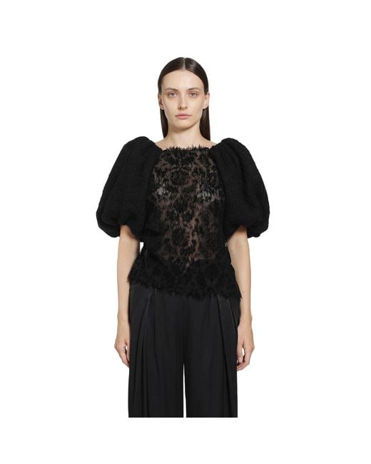 PAULINE DUJANCOURT Black Laia Hand-Knit Alpaca Lace Top