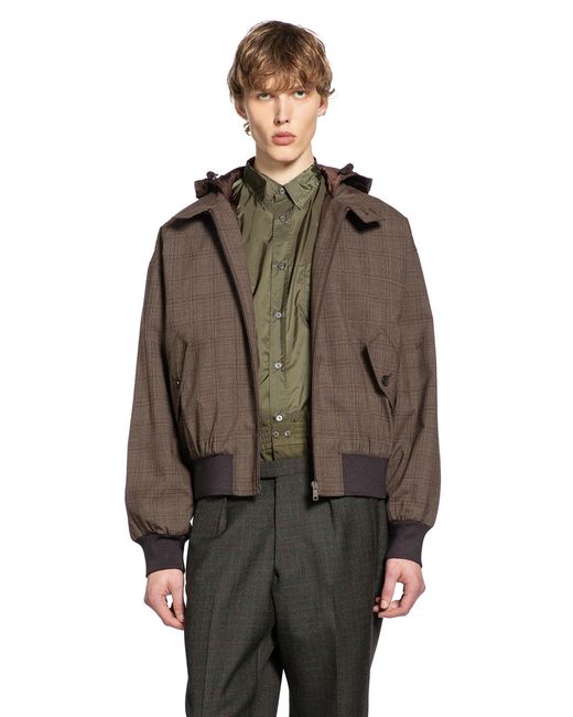 Prada Brown Hooded Wool Jacket for men
