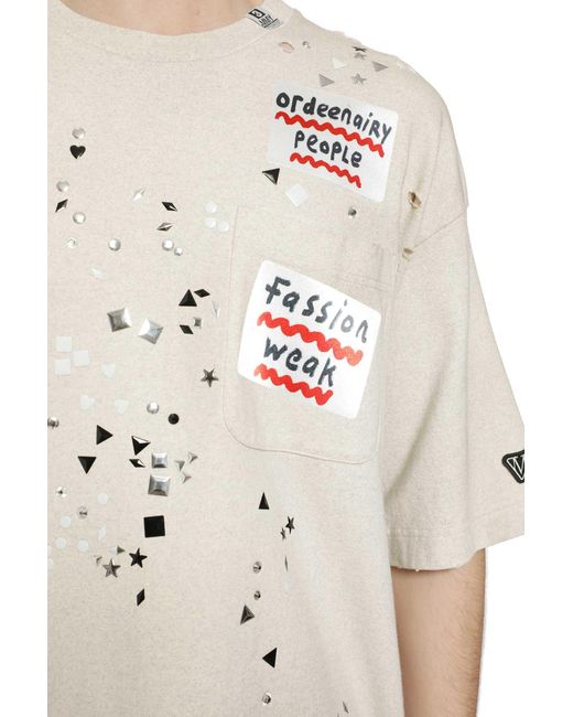 Maison Mihara Yasuhiro Natural Embellished Sticker T-Shirt for men