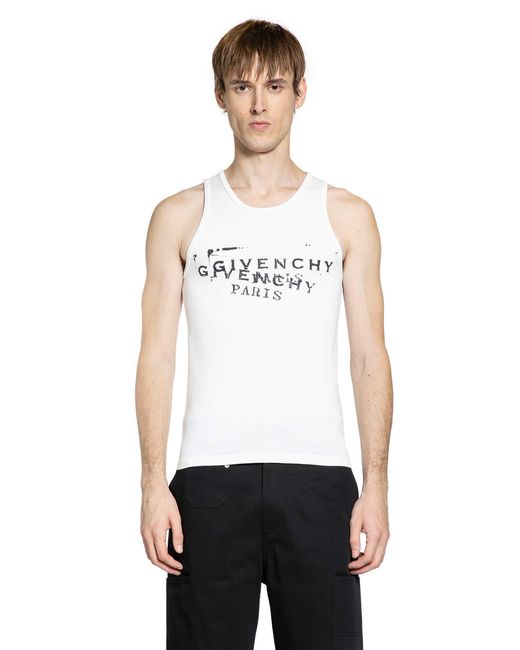 Givenchy White Stamp Print Tank Top for men