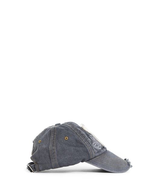 JORDANLUCA Gray Distressed Denim Baseball Cap for men