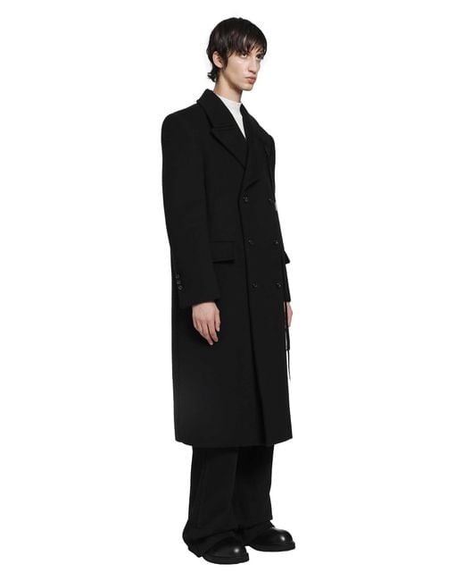 Ann Demeulemeester Black Jake Double-Breasted High Comfort Coat for men