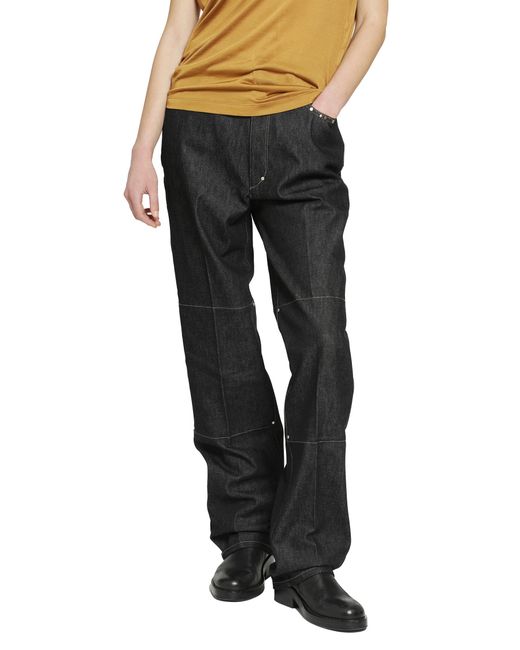 Lemaire Black High-Waisted Straight Pants With Studs