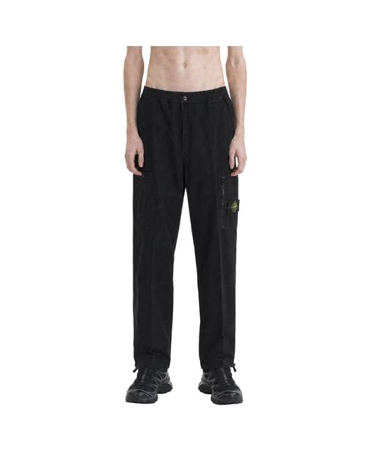 Stone Island Black 3100015 Cotton Ripstop Cargo Pants for men