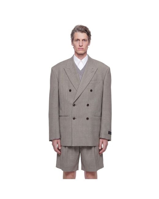Hed Mayner Gray Double-Breasted Wool Blazer for men