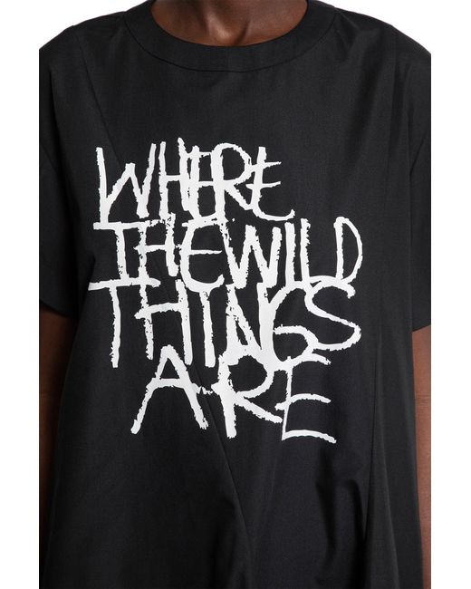 Sacai Black Where The Wild Things Are Poplin Dress