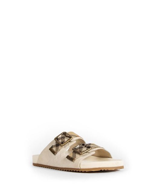 Burberry Natural Double Bouckle Checked Sandals
