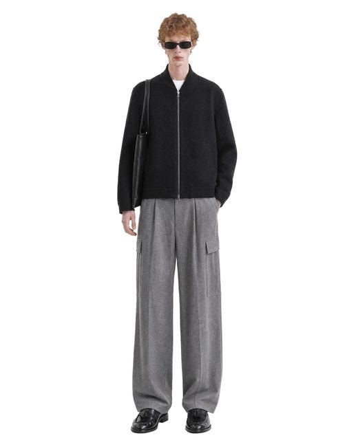 Harris Wharf London Black Boiled Wool Bomber Jacket for men