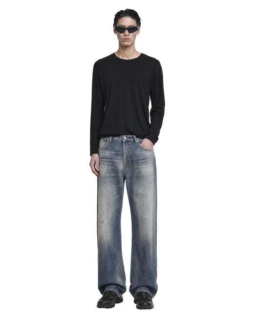 James Perse Black Shirttail Hem Long Sleeve T-Shirt for men