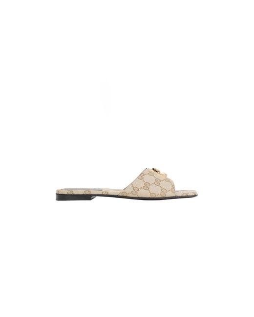 Gucci White Double G Slides