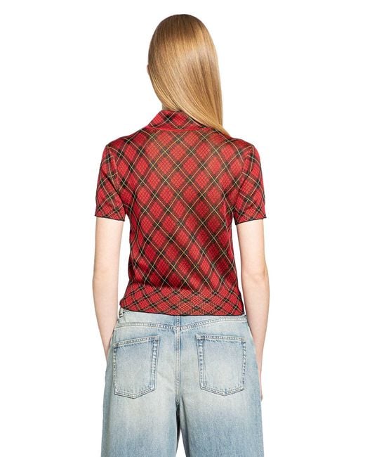 McQueen Red Microcheck Polo Jersey