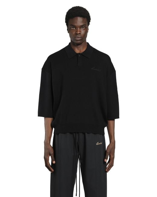 Fear Of God Black Signature 3/4 Sleeve 90S Knit Polo for men