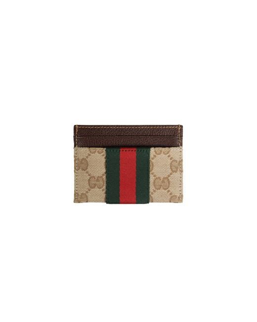 Gucci Brown Gg Card Case With Web for men