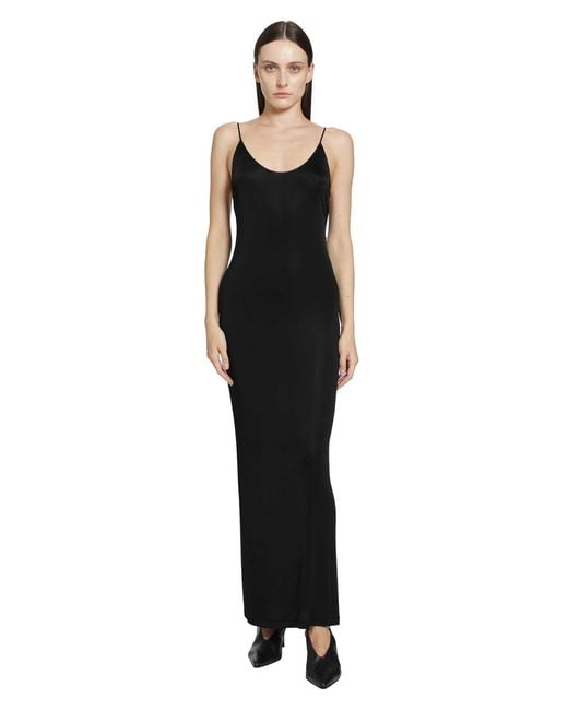 Saint Laurent Black Knit Cassandre Chain Backless Dress