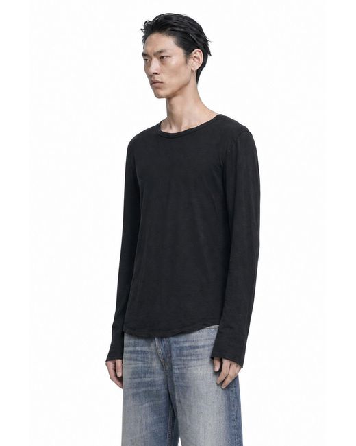 James Perse Black Shirttail Hem Long Sleeve T-Shirt for men