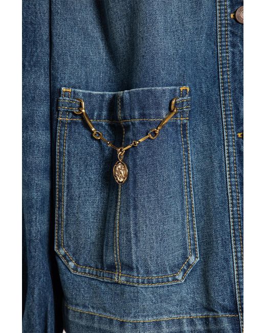 Chloé Blue High Neck Gathered Denim Jacket
