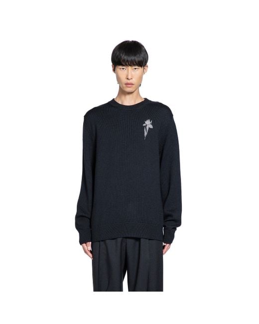 Givenchy Blue Crystal Flower Wool Sweater for men