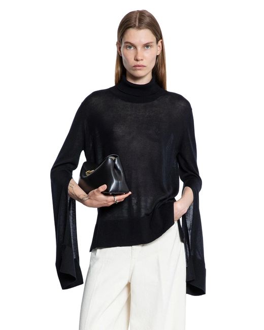 Totême Black Slit Sleeve Turtleneck