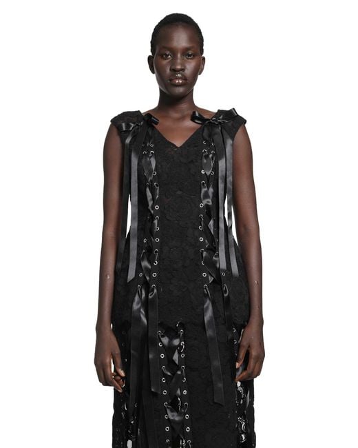 Simone Rocha Black Unraveling Ribbon Portrait Top