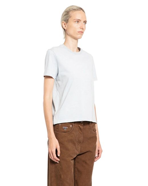 Prada White Straight Fit Jersey T-Shirt