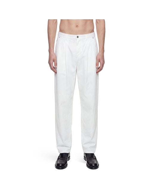 Hed Mayner White Pleated Denim Pants for men