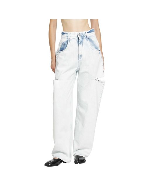 Maison Margiela Blue Bleached Cut-Out Jeans