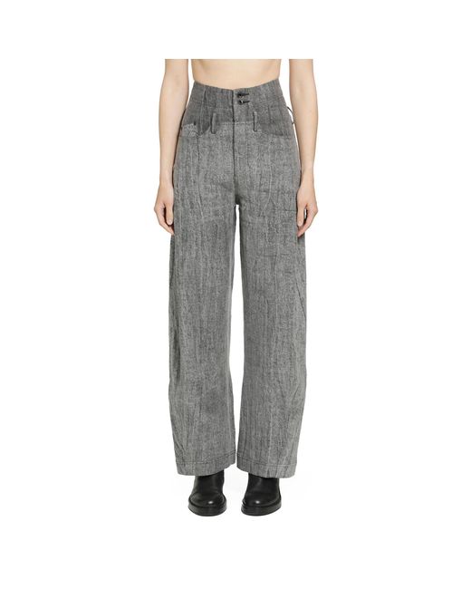 Yehuafan Gray Linen Trousers