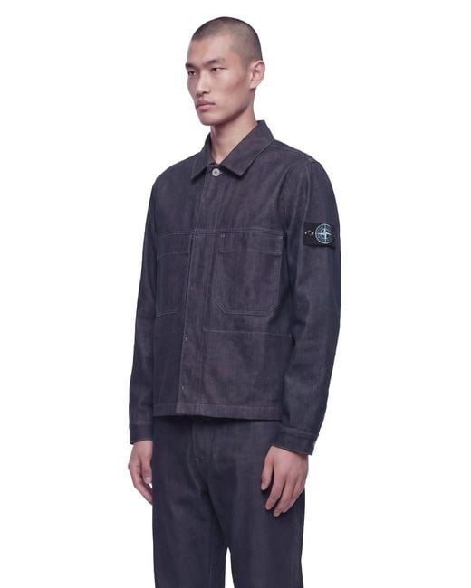 Stone Island Blue 4100006 Denim Coach Jacket for men