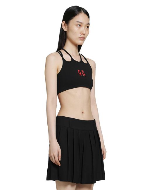 44 Label Group Black Embroidered Cotton Top