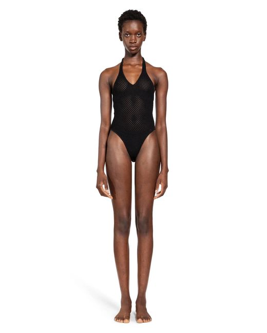 Laneus Black Openwork Knit Swimsuit