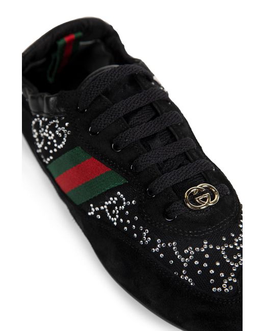 Gucci Black Shift Gg Crystal Trainers Sneakers