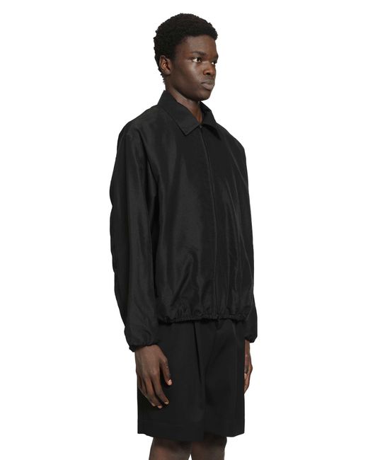 Ssstein Black Wool Silk Collared Zip Jacket for men