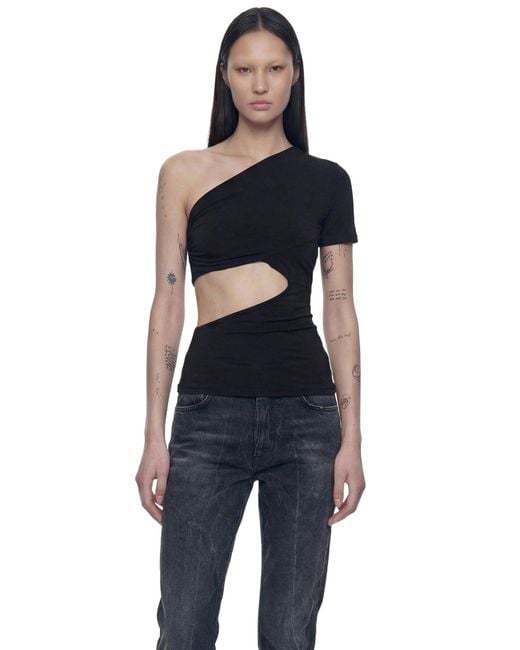 NVL-GARDE Black One Shoulder Wrap Top