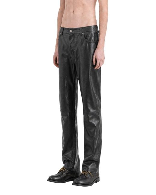 MM6 by Maison Margiela Gray Leather-Effect Trousers for men
