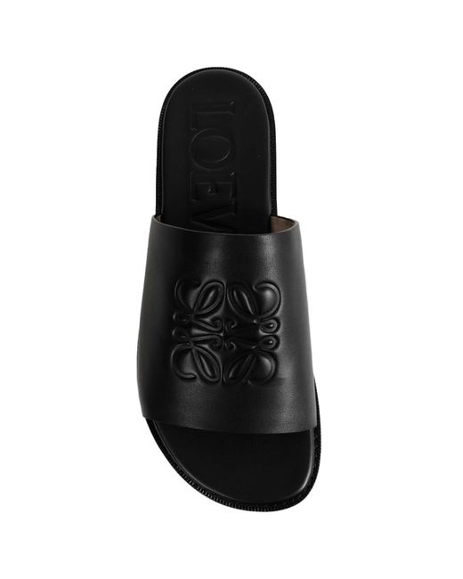 Loewe Black Flex Anagram Slides for men