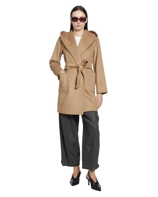 Max Mara Natural Camel Robe Coat