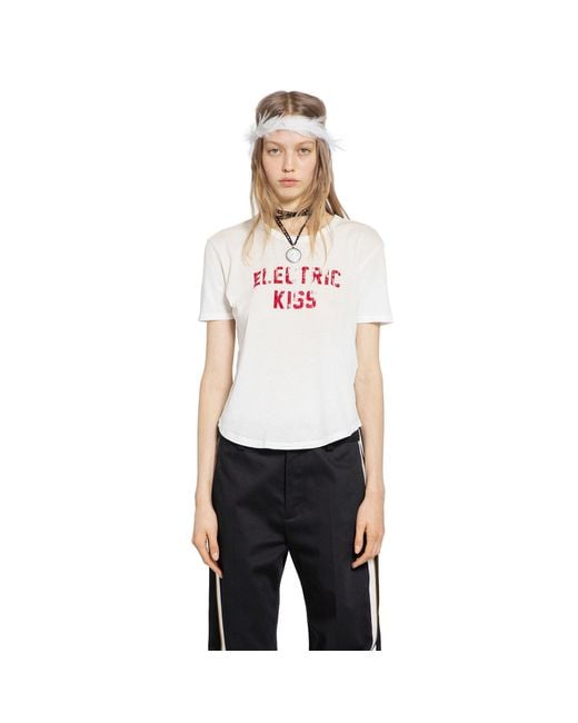 Ann Demeulemeester White Floor Micro 'Electric Kiss' T-Shirt