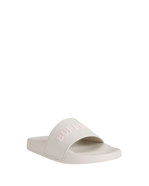 Burberry White Logo Slides
