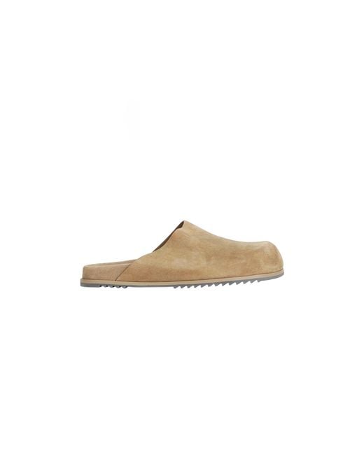 Rick Owens Natural Granola Suede Mules for men