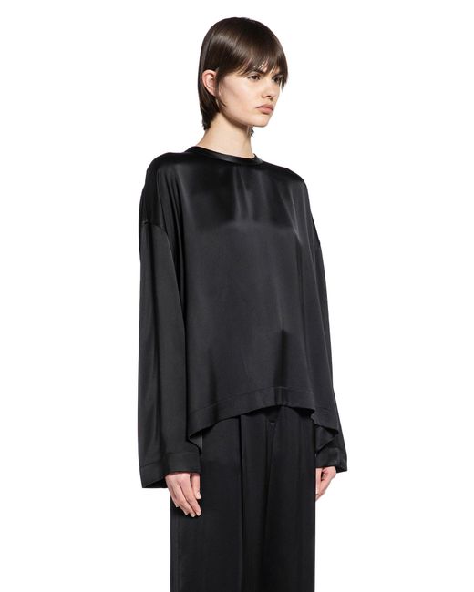 Totême Black Boxy Satin Top