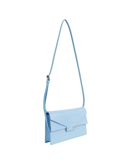 Tom Ford Blue Printed Croc Aube Shoulder Basg