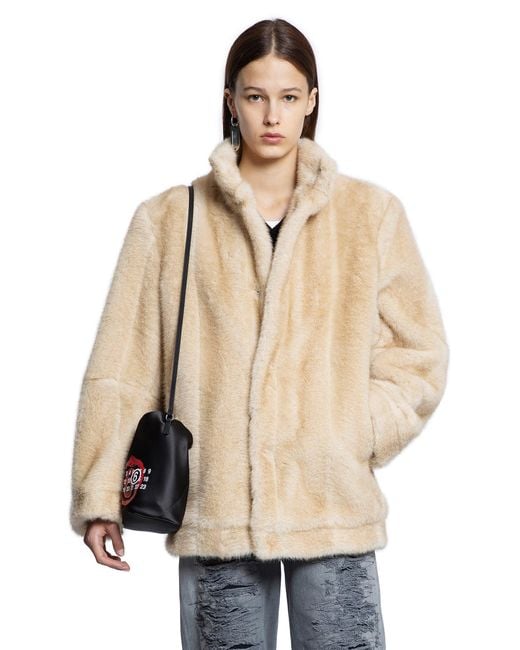 MM6 by Maison Martin Margiela Natural Faux Fur Jacket