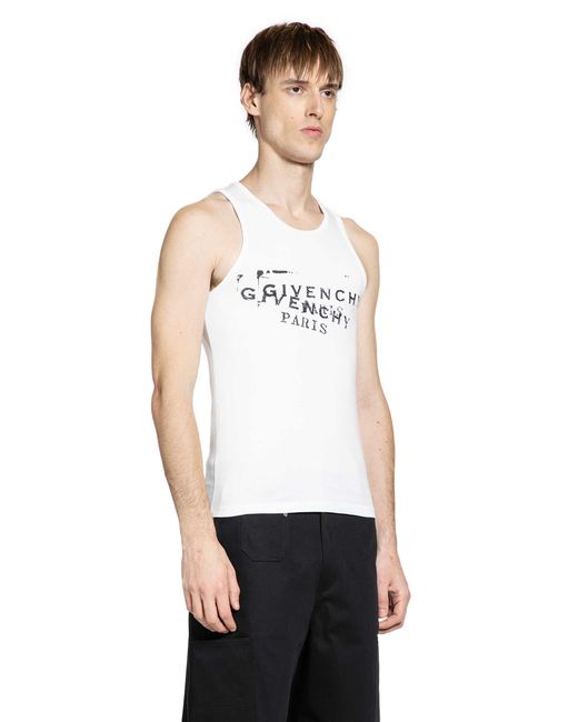 Givenchy White Stamp Print Tank Top for men