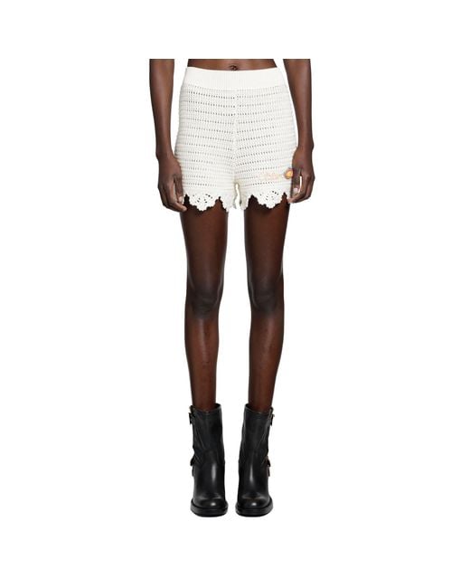 Chloé White Crochet Knit Mini Shorts