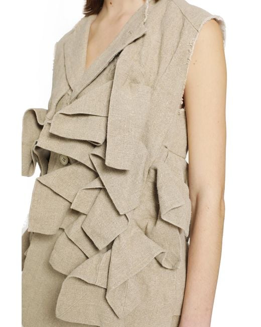 Comme des Garçons Natural Ruffled Linen Vest
