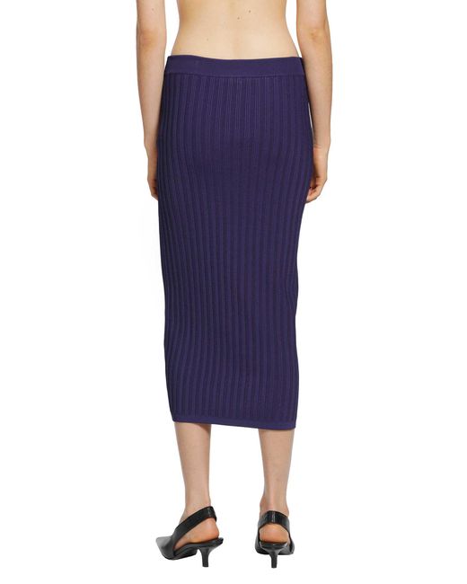 Versace Blue Stretch Viscose Mesh Knit Midi Skirt